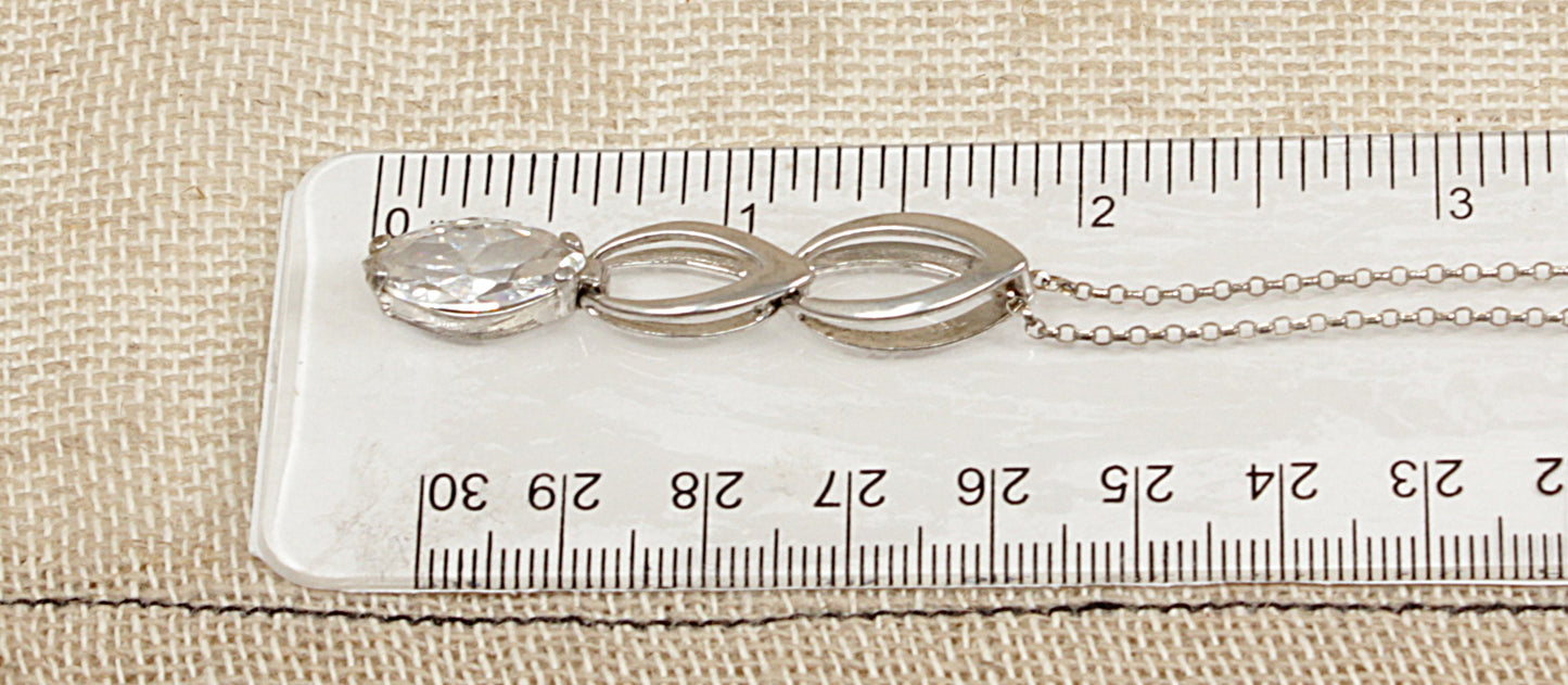 Silver Cubic Ziconia Pendant and Chain Necklace