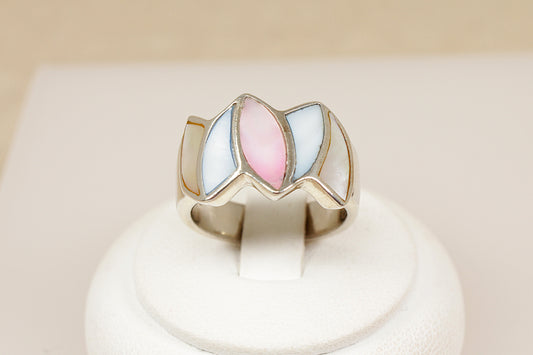 Silver Mother of Pearl Statement Ring