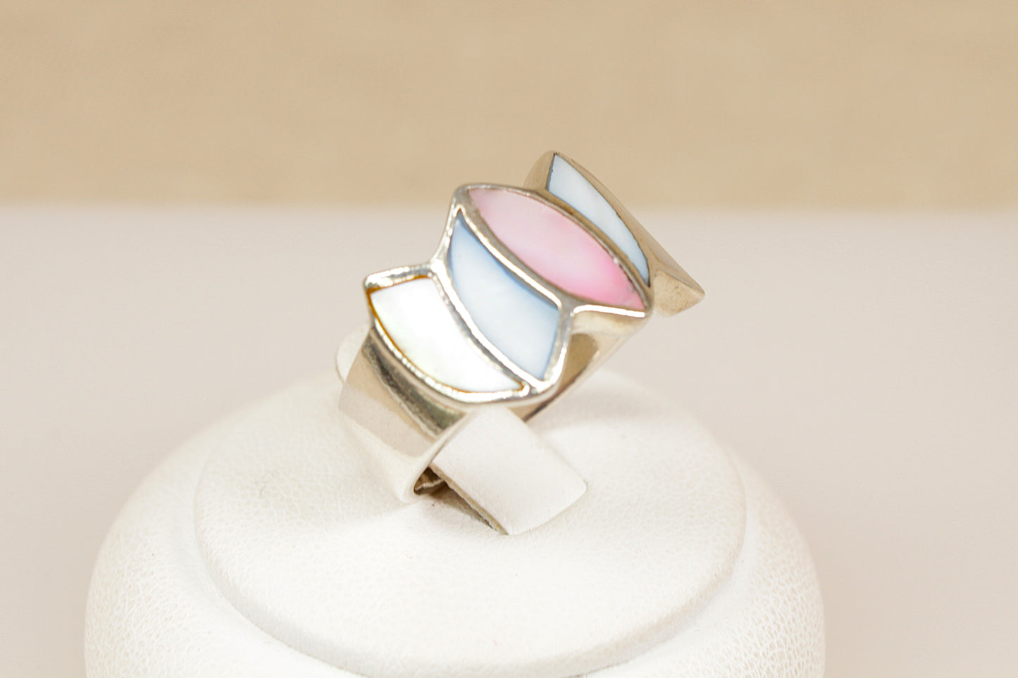 Silver Mother of Pearl Statement Ring