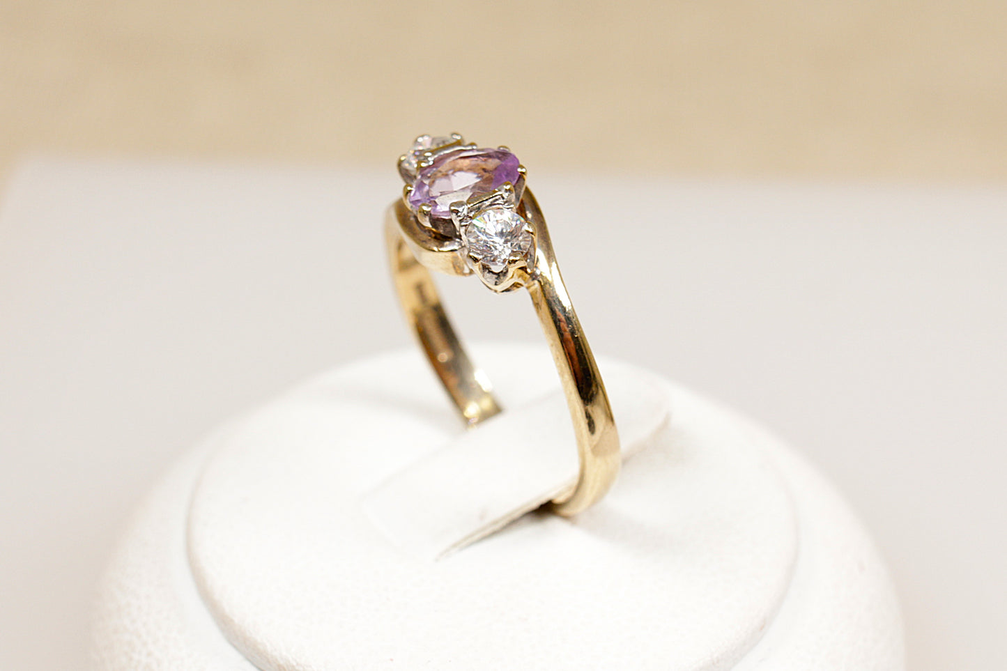 9ct Amethyst & Crystal Trilogy Ring