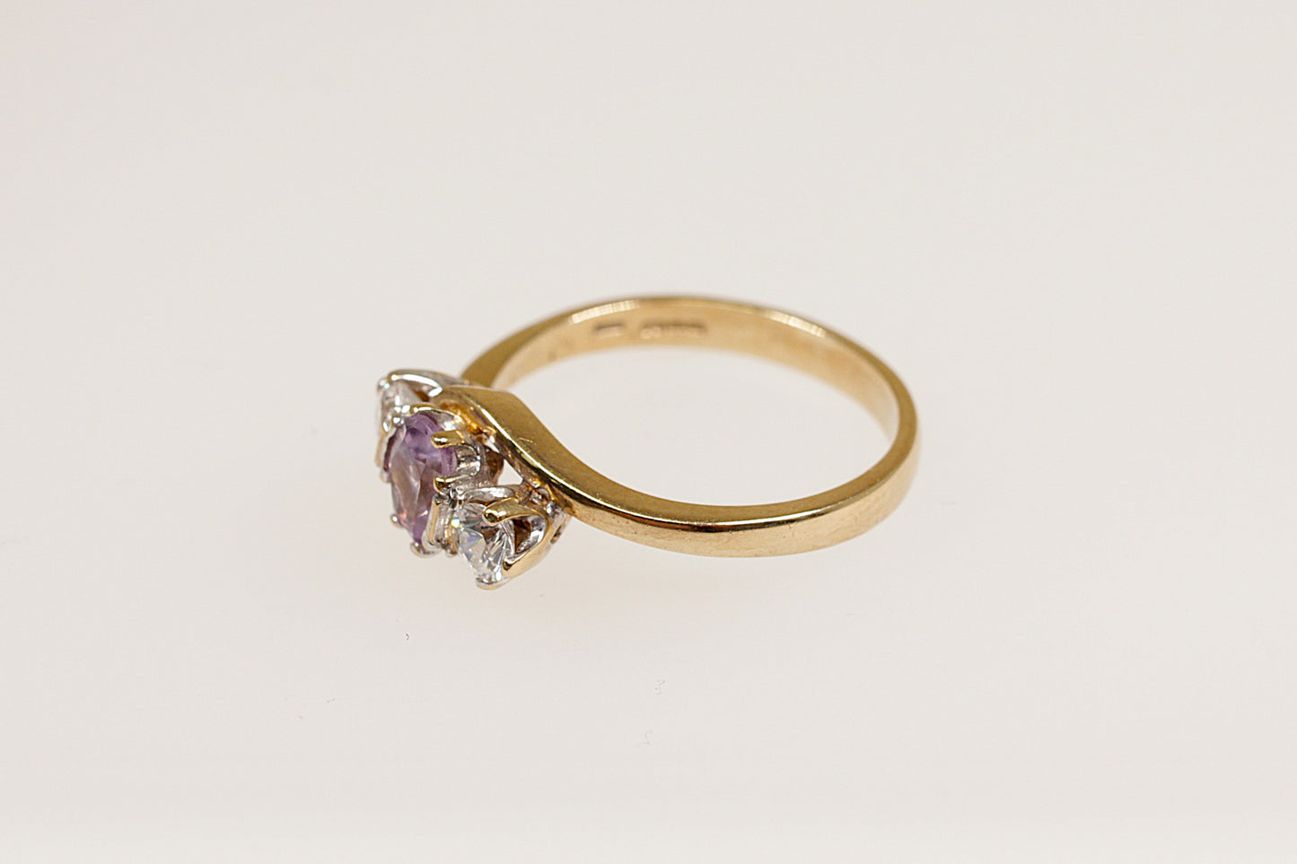 9ct Amethyst & Crystal Trilogy Ring