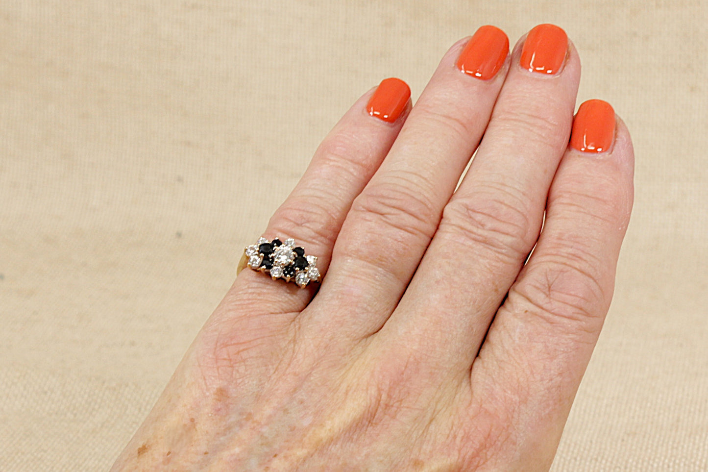 9ct Blue Topaz and C Z Cluster Ring