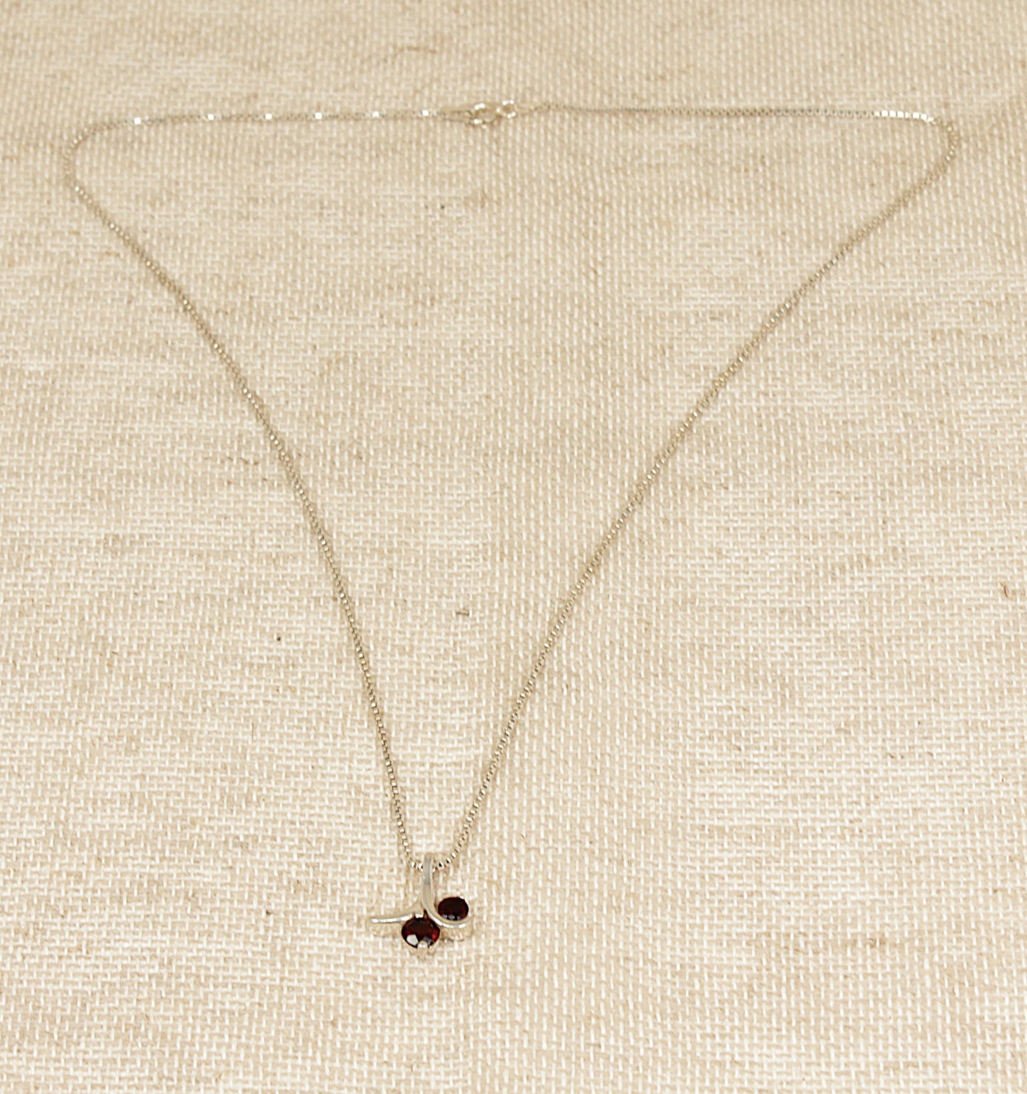 Silver Garnet Crystal Pendant and Chain Necklace
