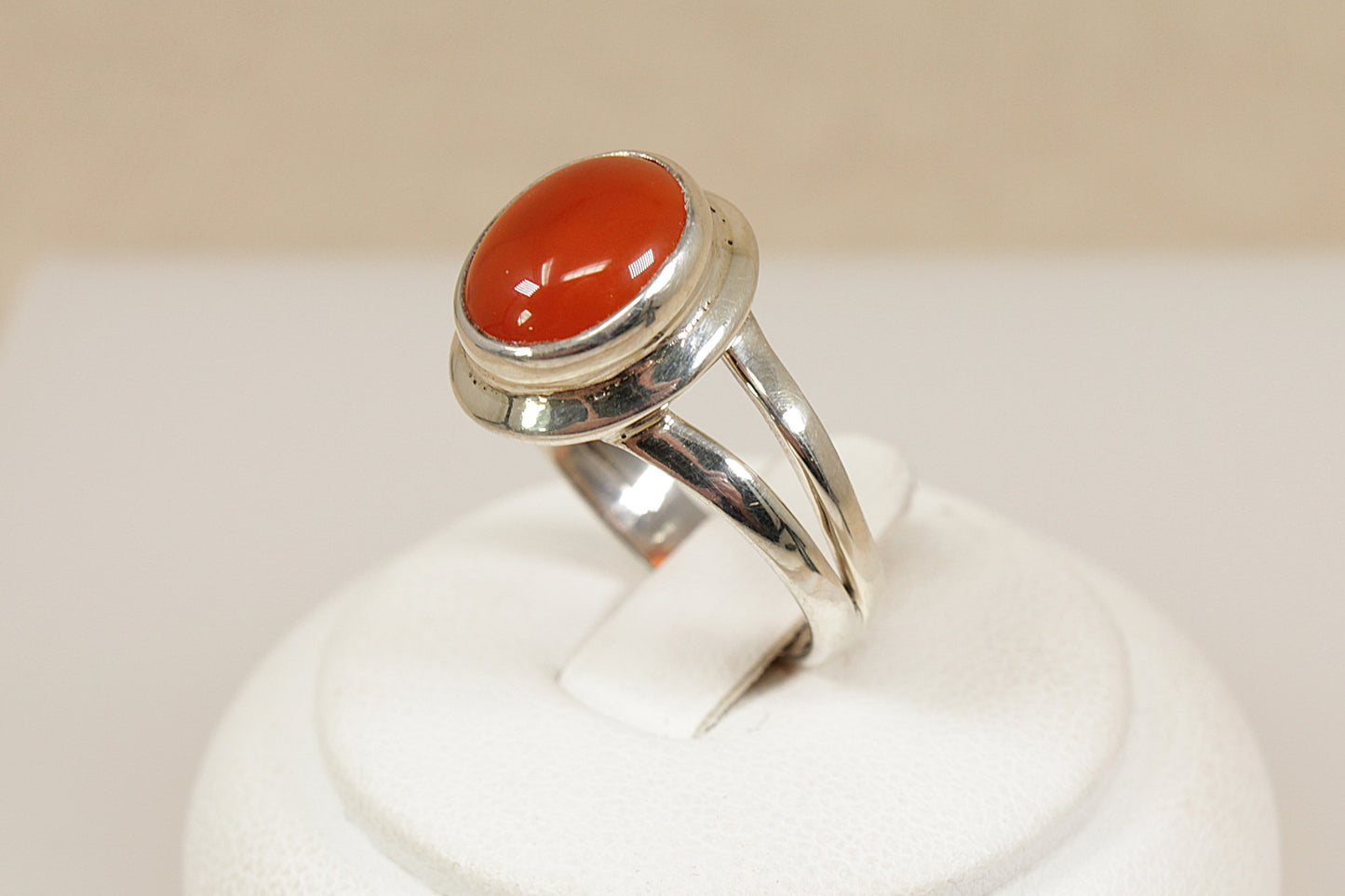 Silver Cabochon Carnelian Ring