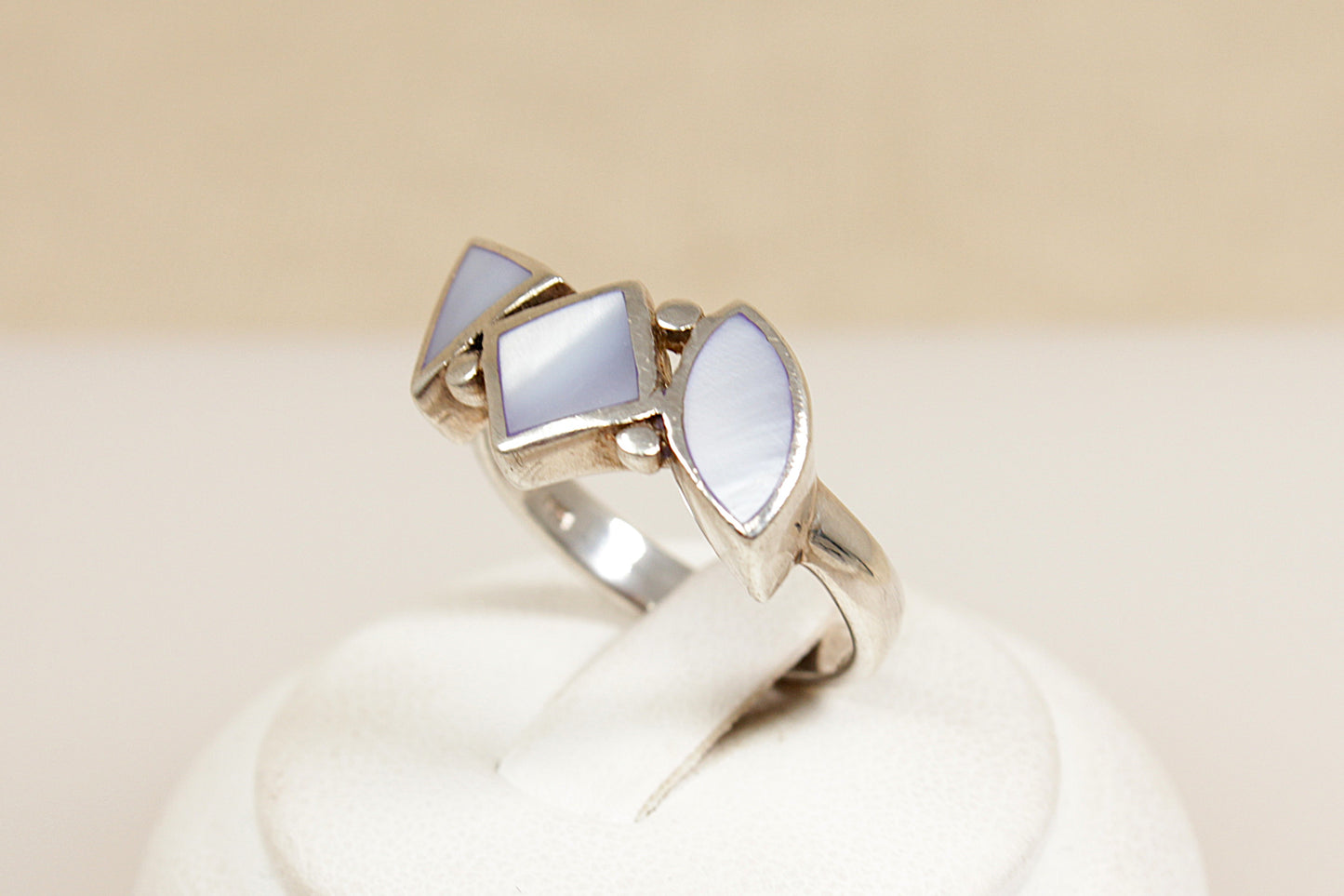 Silver Mother of Pearl Statement Ring