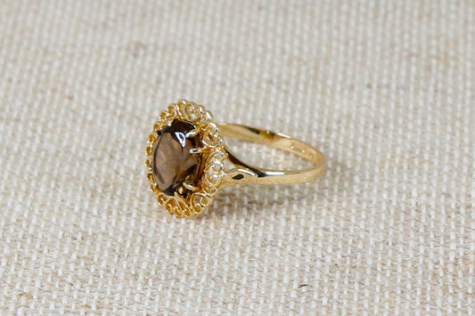 9ct Vintage Smoky Quartz Ring