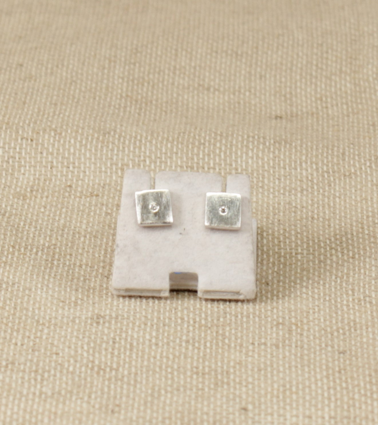 Silver Square Stud Earrings
