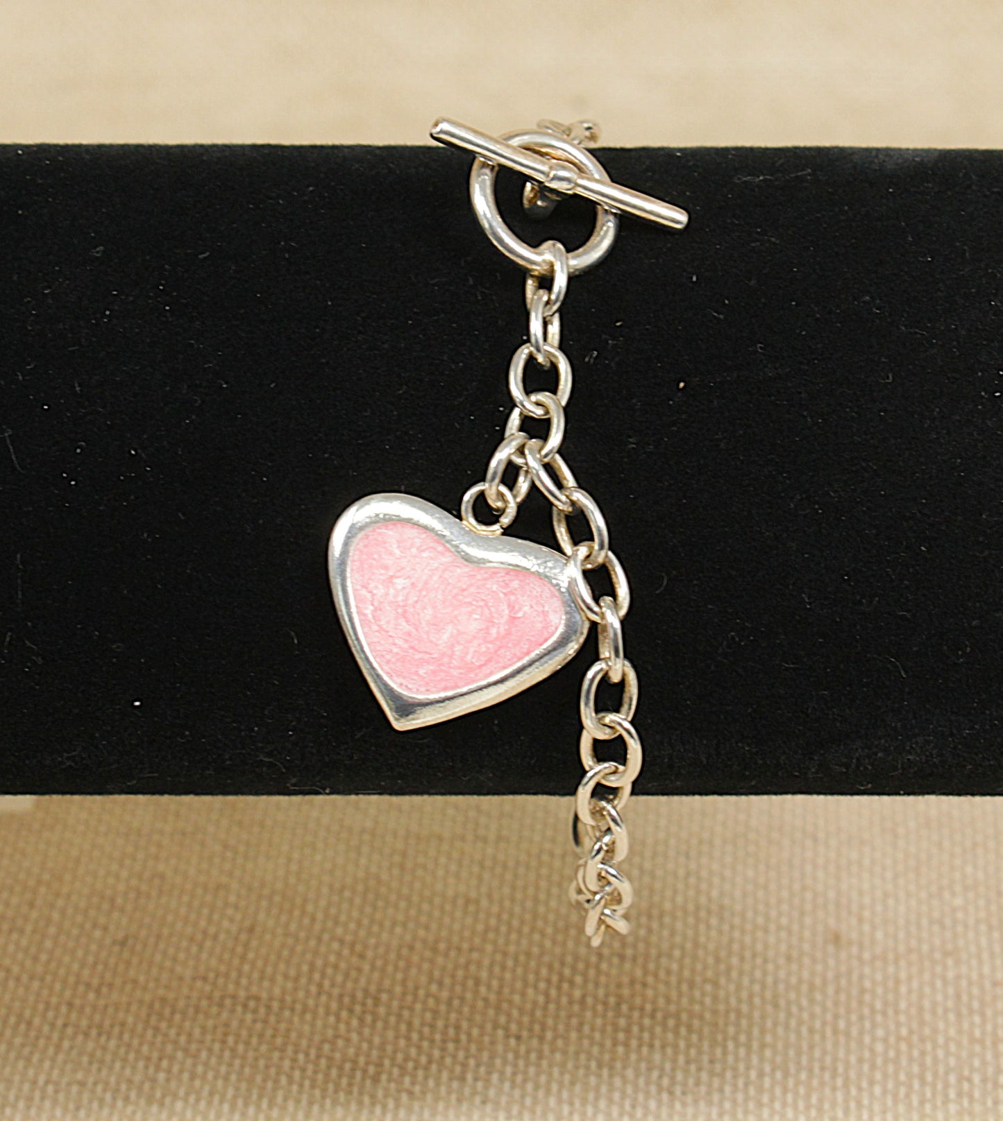 Silver Heart Bracelet 'T' Bar Fastener