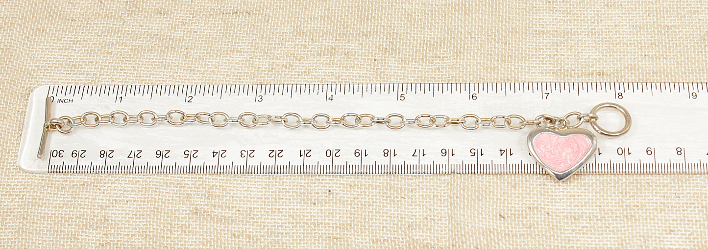 Silver Heart Bracelet 'T' Bar Fastener
