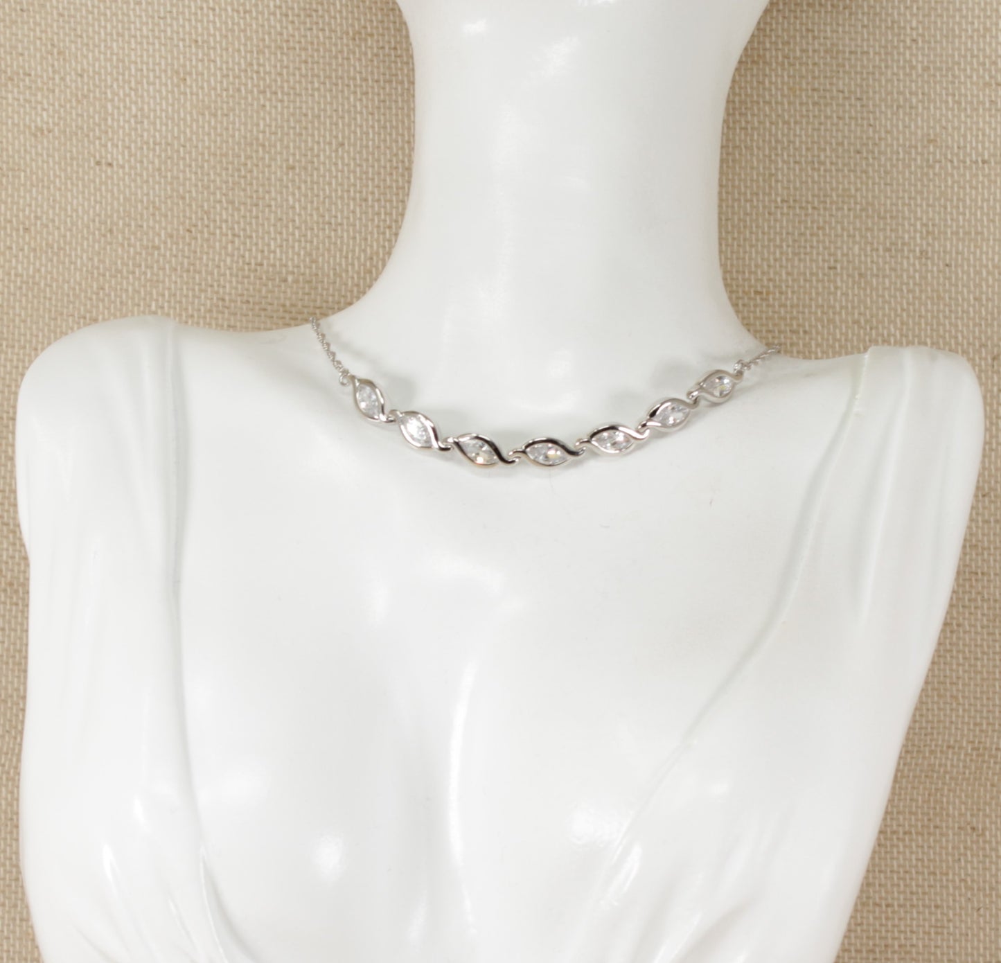 Silver Cubic Zirconia  Necklet Necklace