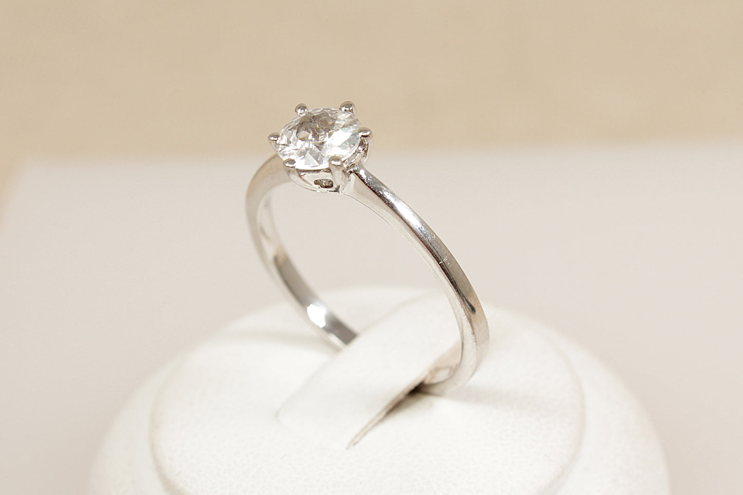 Silver CZ Crystal Solitaire Ring