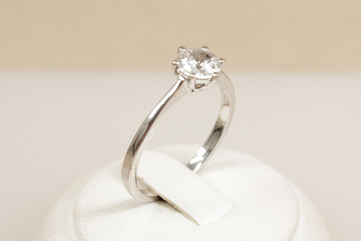 Silver CZ Crystal Solitaire Ring