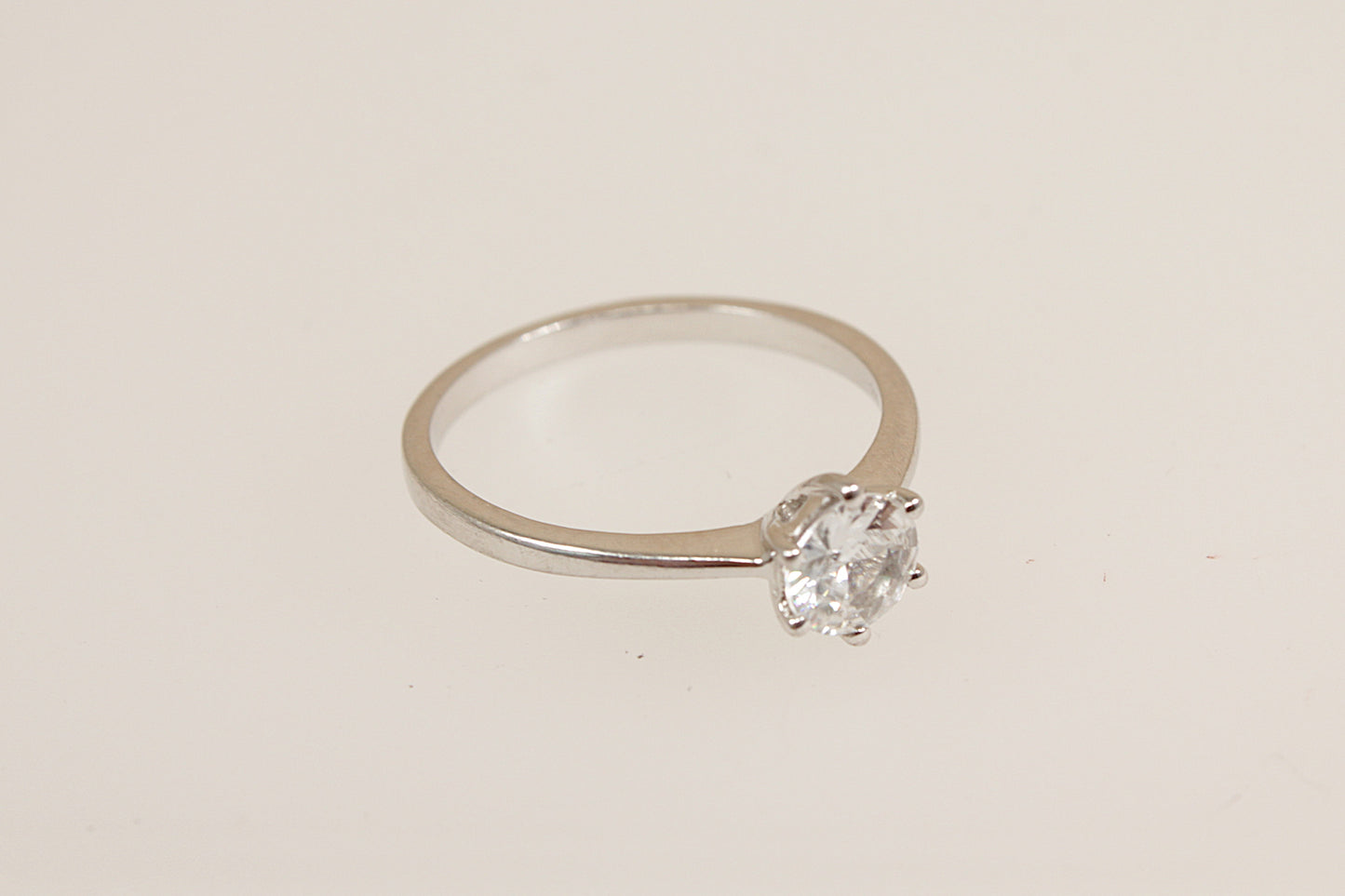 Silver CZ Crystal Solitaire Ring