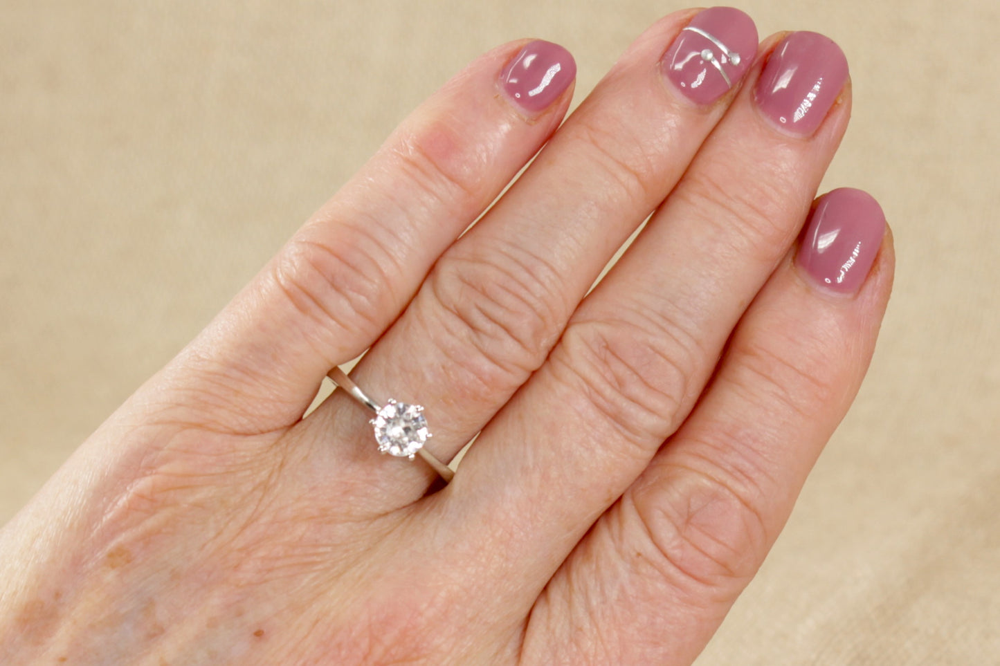 Silver CZ Crystal Solitaire Ring