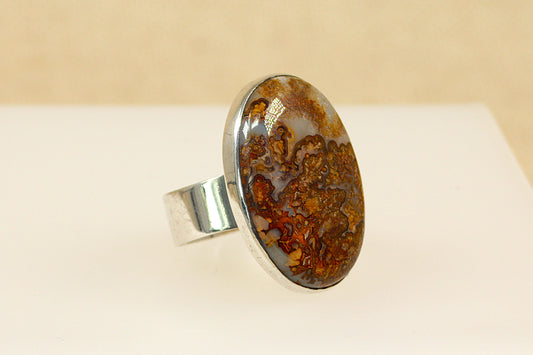 sterling silver jasper agate statement designer ring