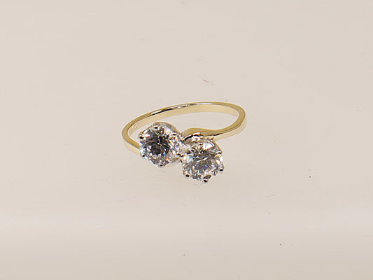 14ct yellow gold cubic zirconia duo twist ring