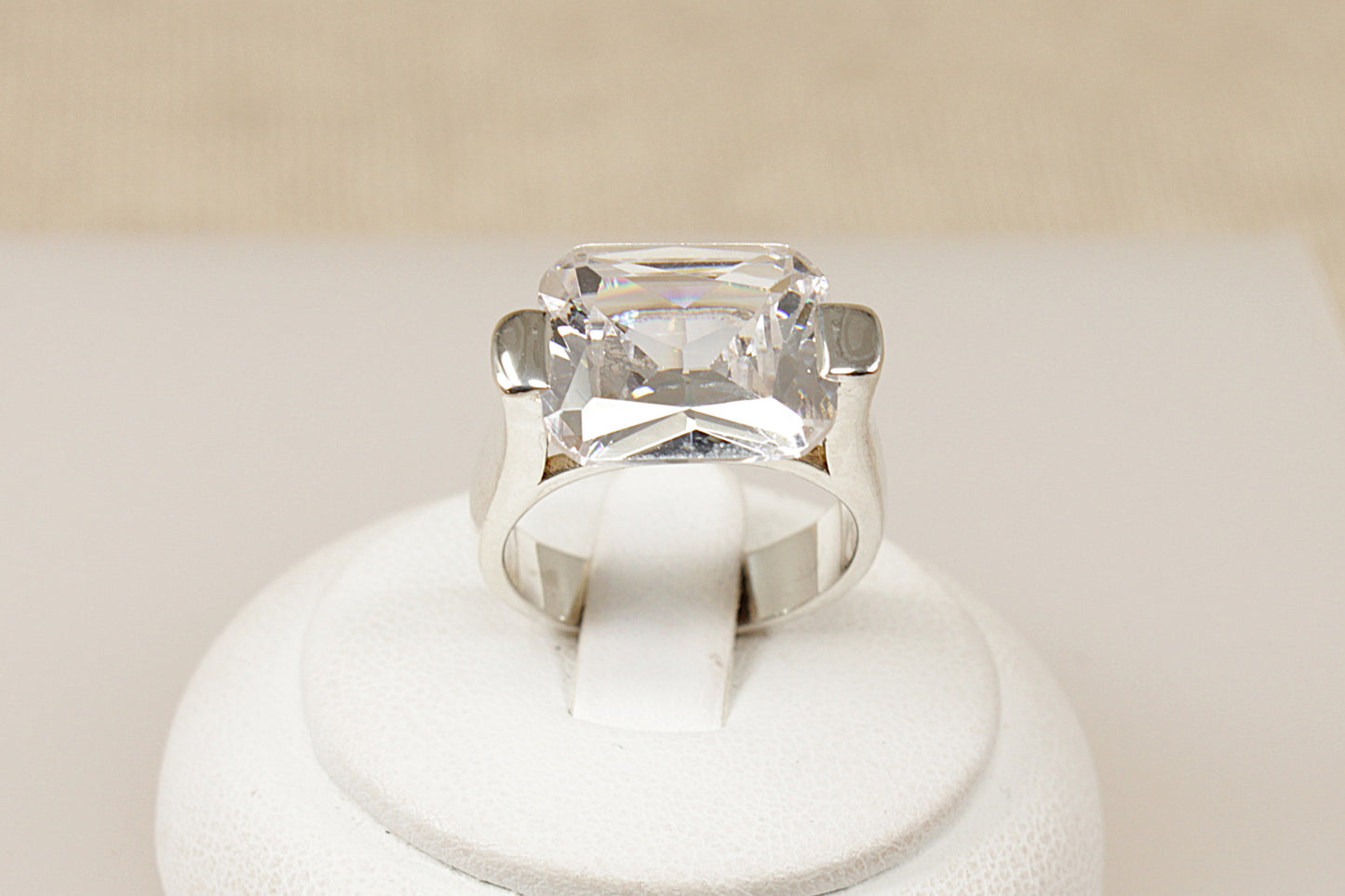 Silver Cubic Zirconia Statement Ring