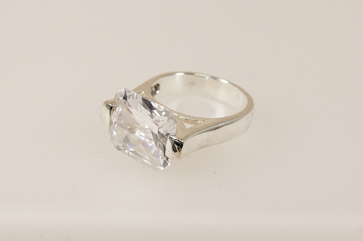 Silver Cubic Zirconia Statement Ring