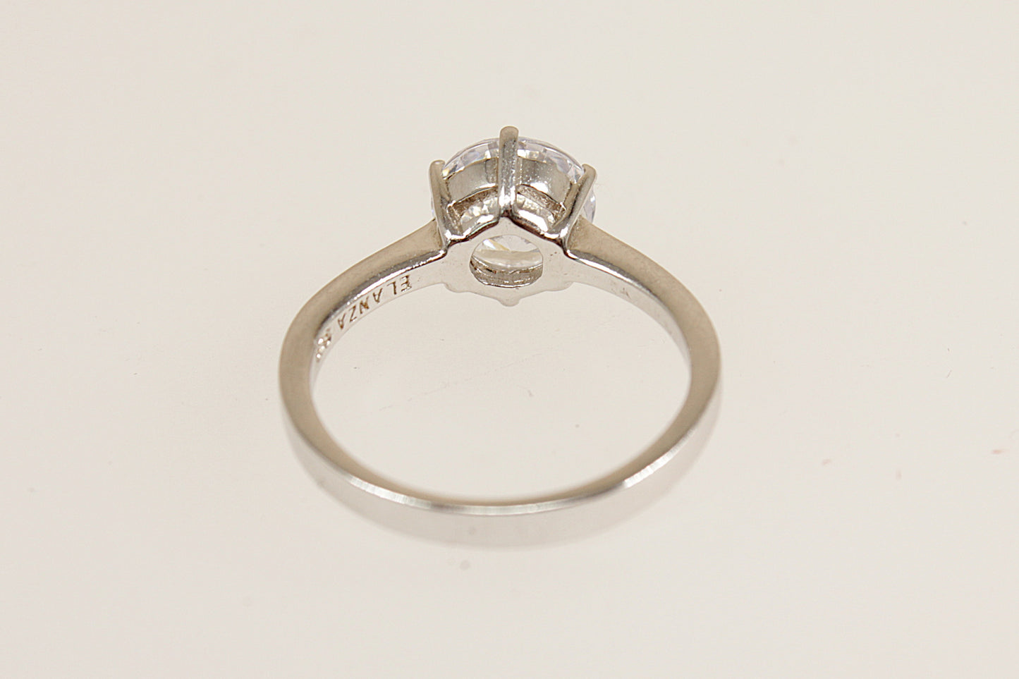 Silver Crystal CZ Solitaire Ring