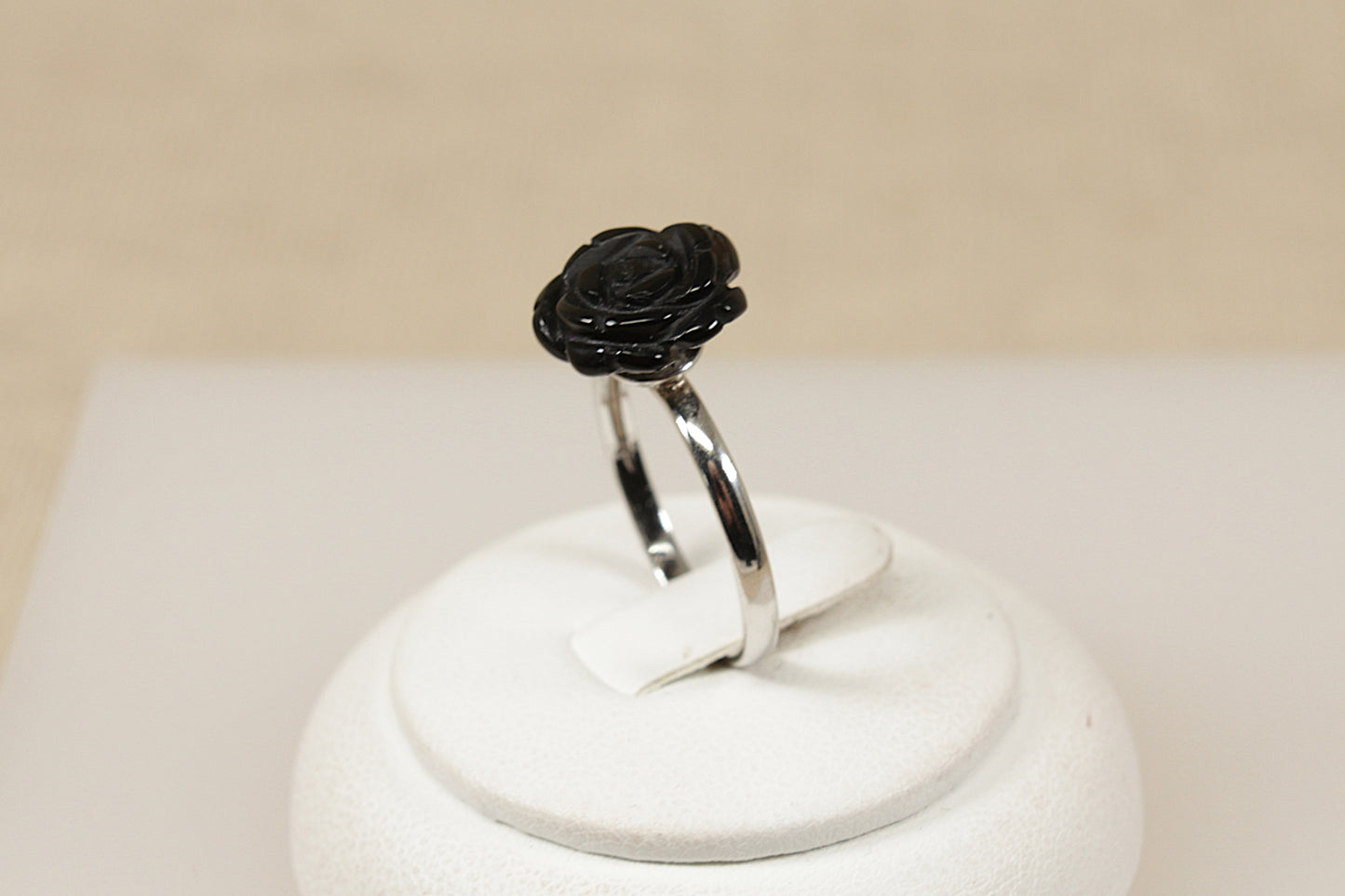 Silver Black Rose Ring