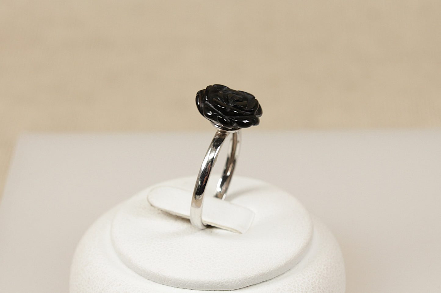 Silver Black Rose Ring