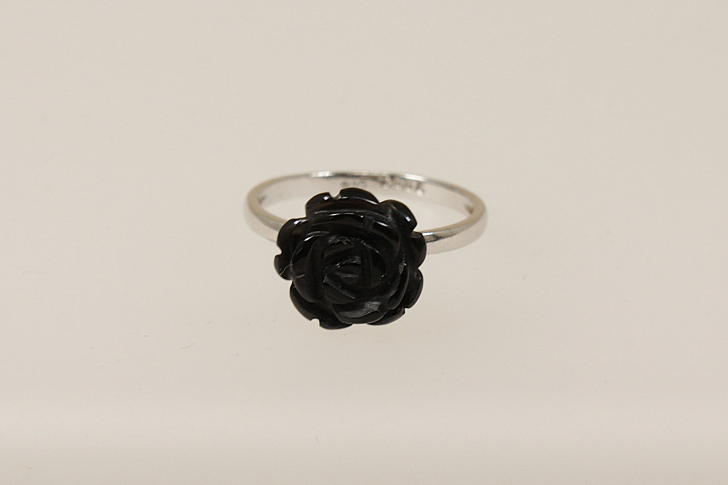 Silver Black Rose Ring