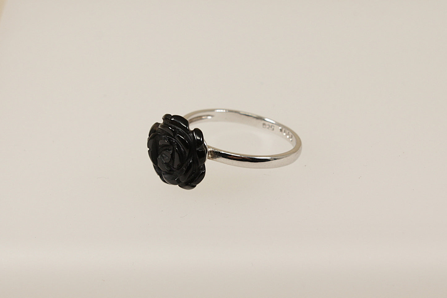 Silver Black Rose Ring