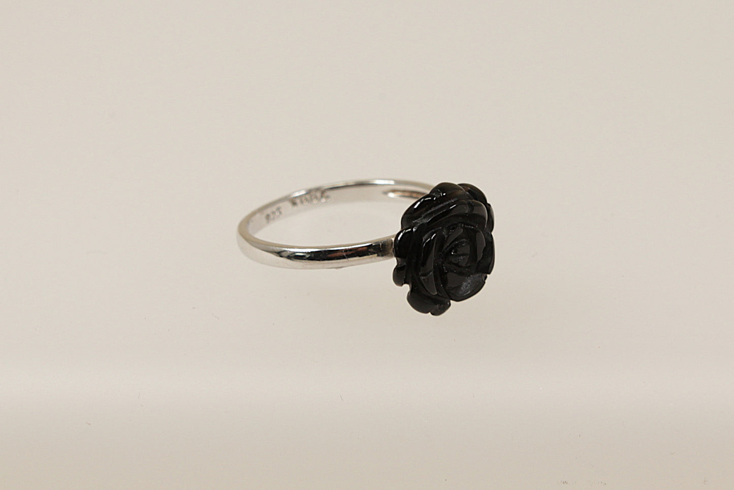 Silver Black Rose Ring