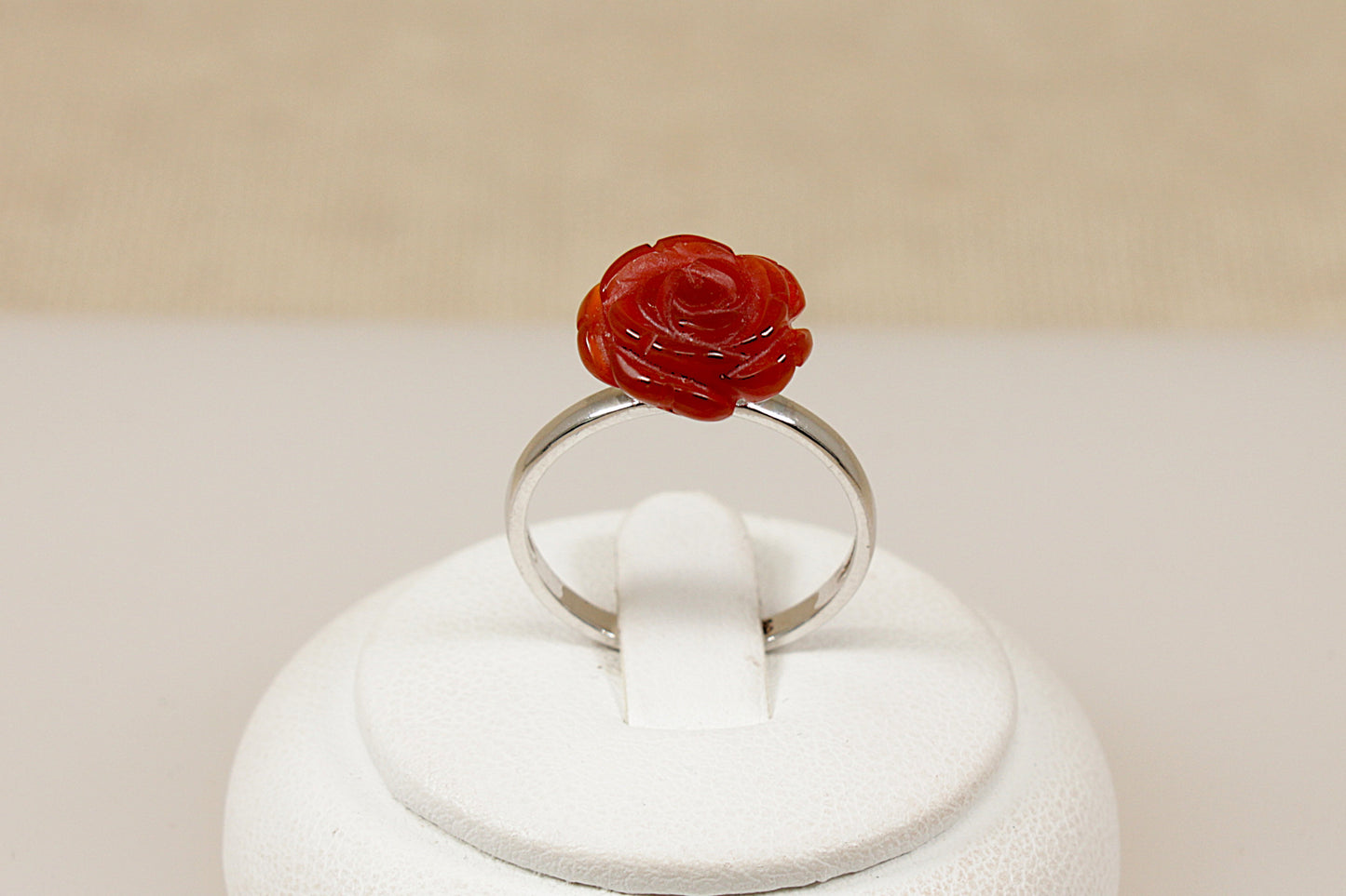 Silver Red Rose Ring