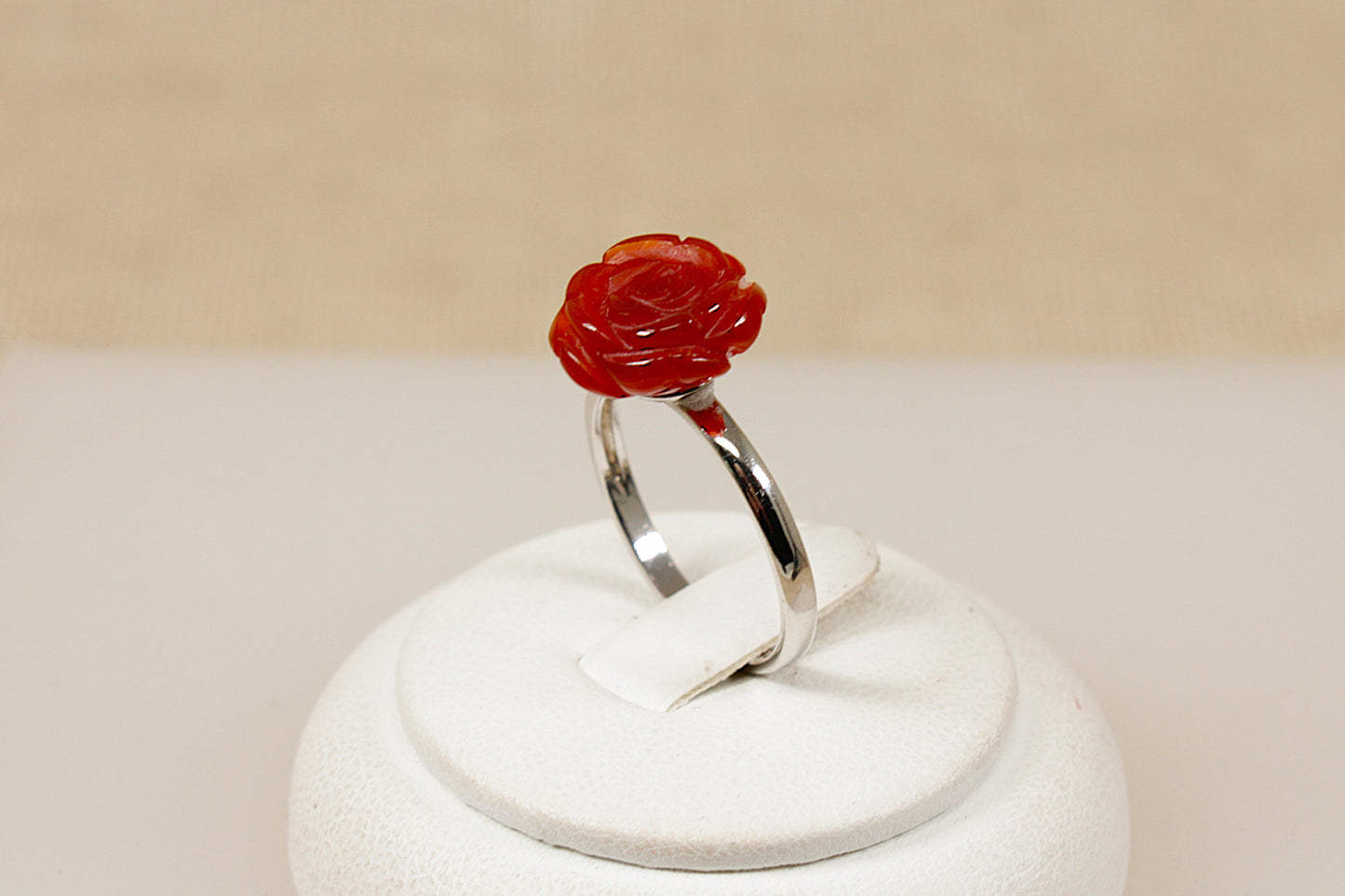 Silver Red Rose Ring
