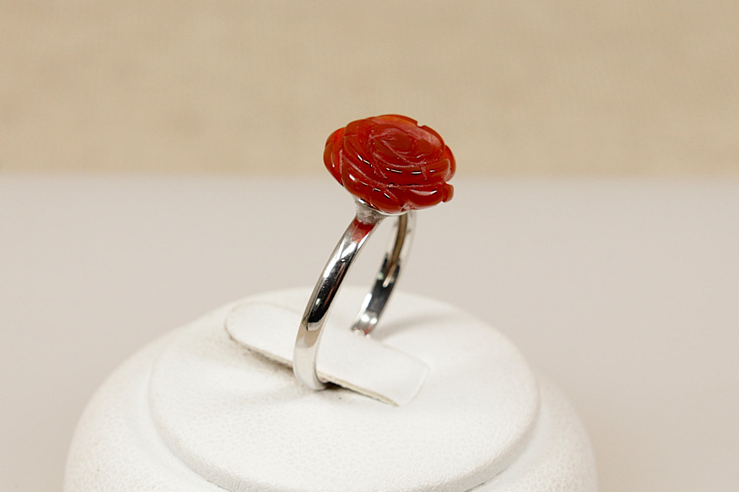 Silver Red Rose Ring