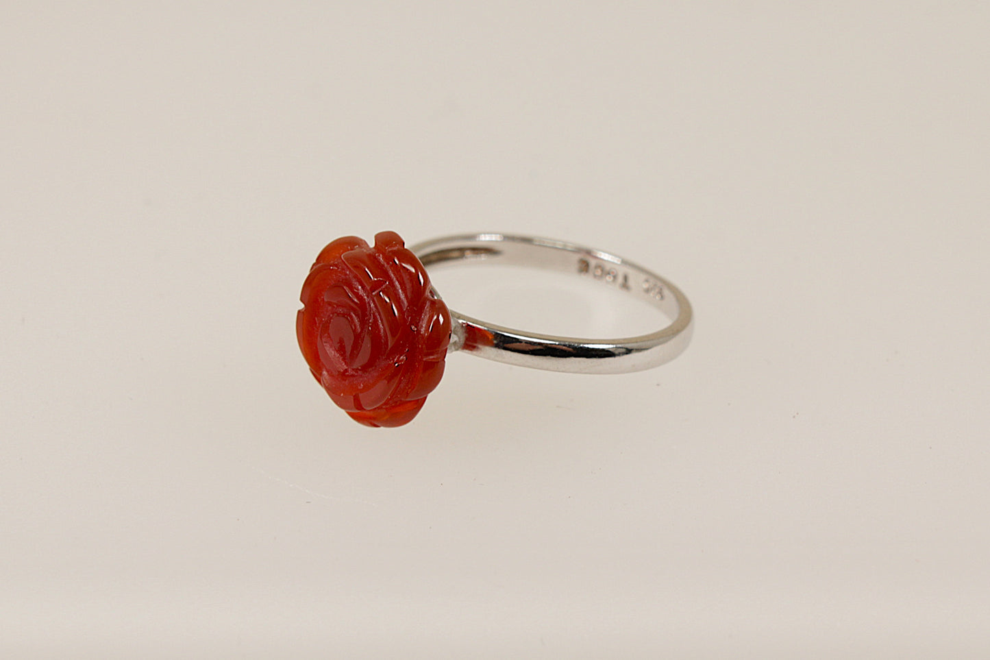 Silver Red Rose Ring