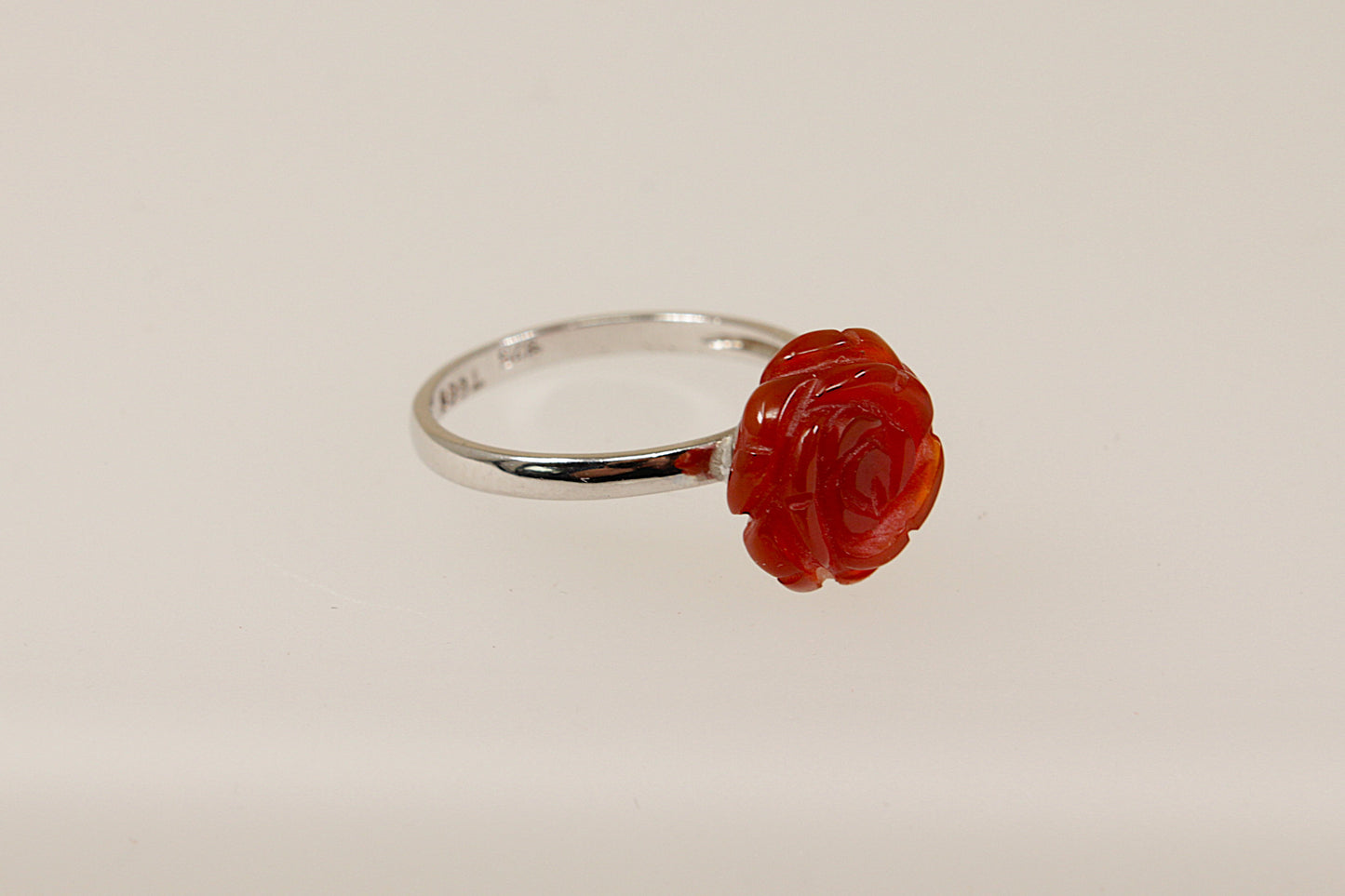 Silver Red Rose Ring