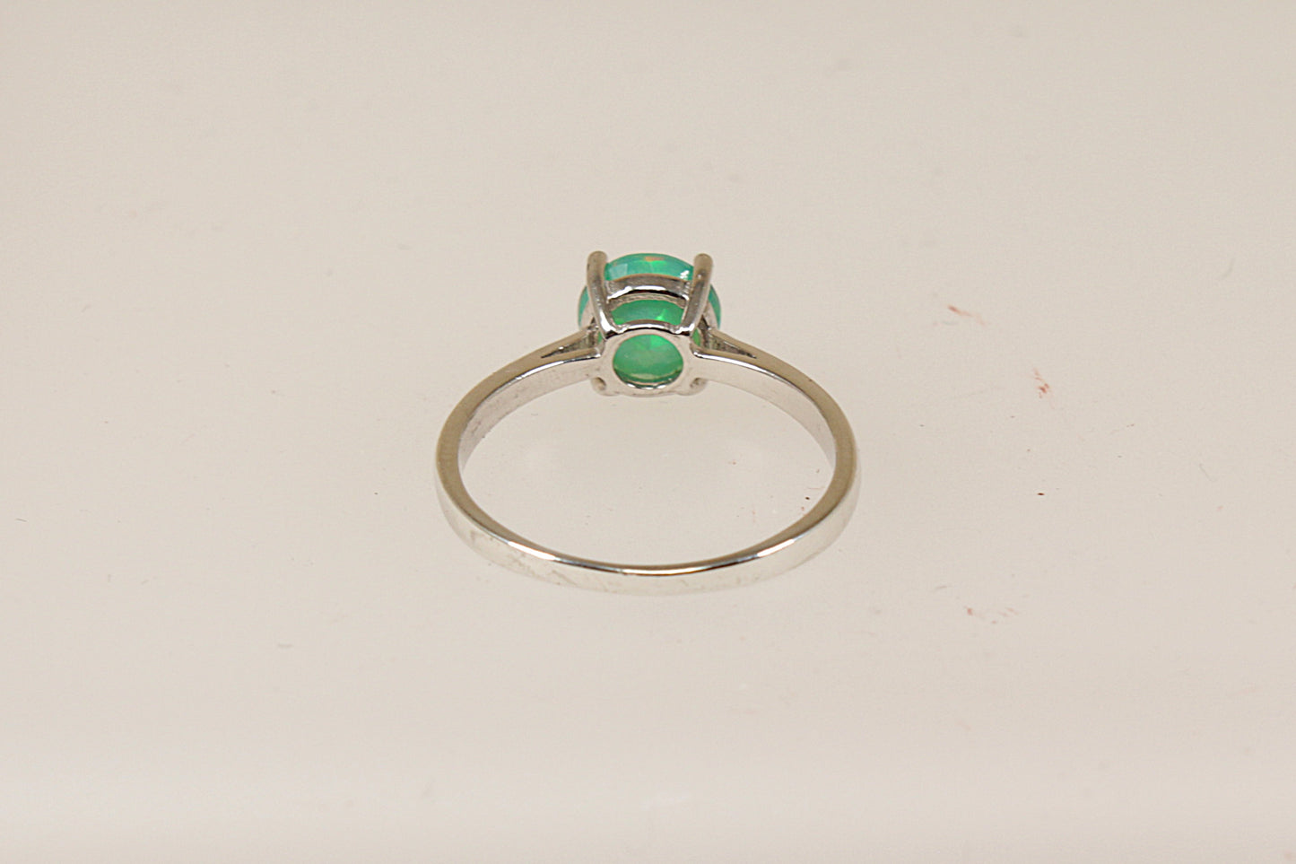Silver Green Mystic Crystal Solitaire Ring