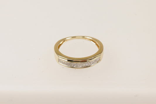 9ct yellow gold nine stone diamond band half eternity ring