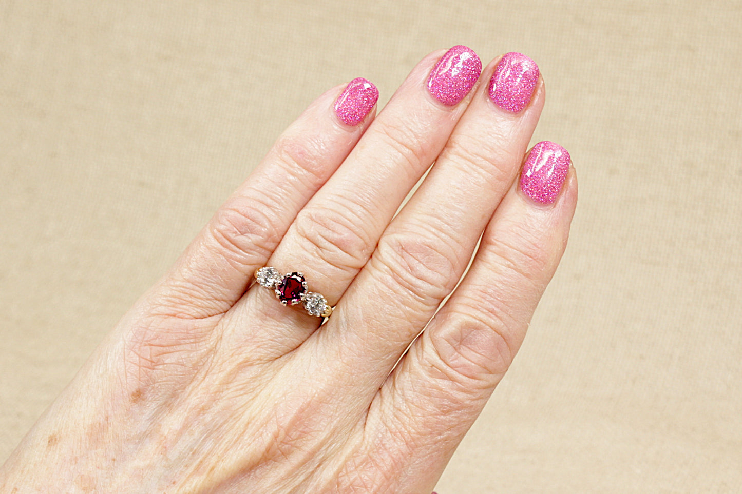 9ct Ruby and Crystal Trilogy Ring