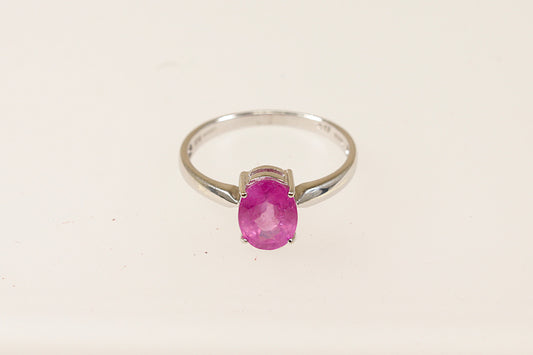 9ct White Gold Pink Sapphire Solitaire Ring