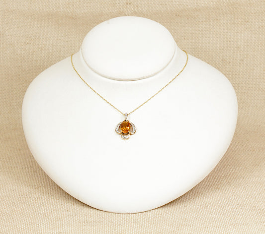 9ct Gold Honey & White Citrine Pendant Necklace