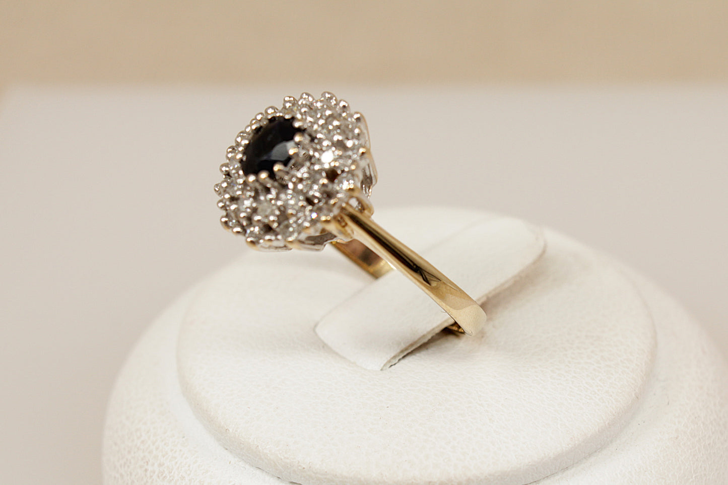 Vintage Gold Sapphire and Diamond Cluster Ring