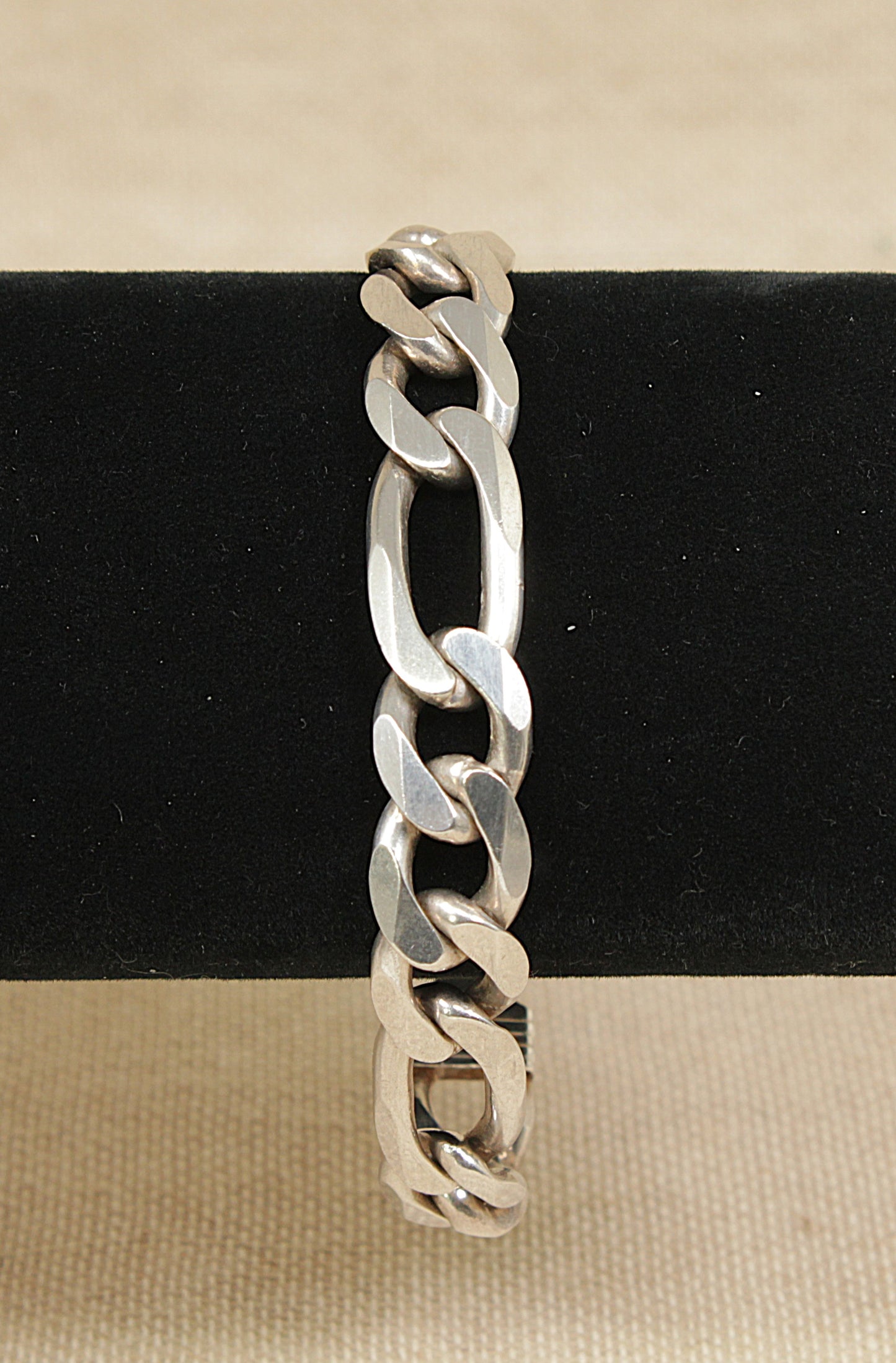 Silver Italian Heavy Figaro Link Bracelet