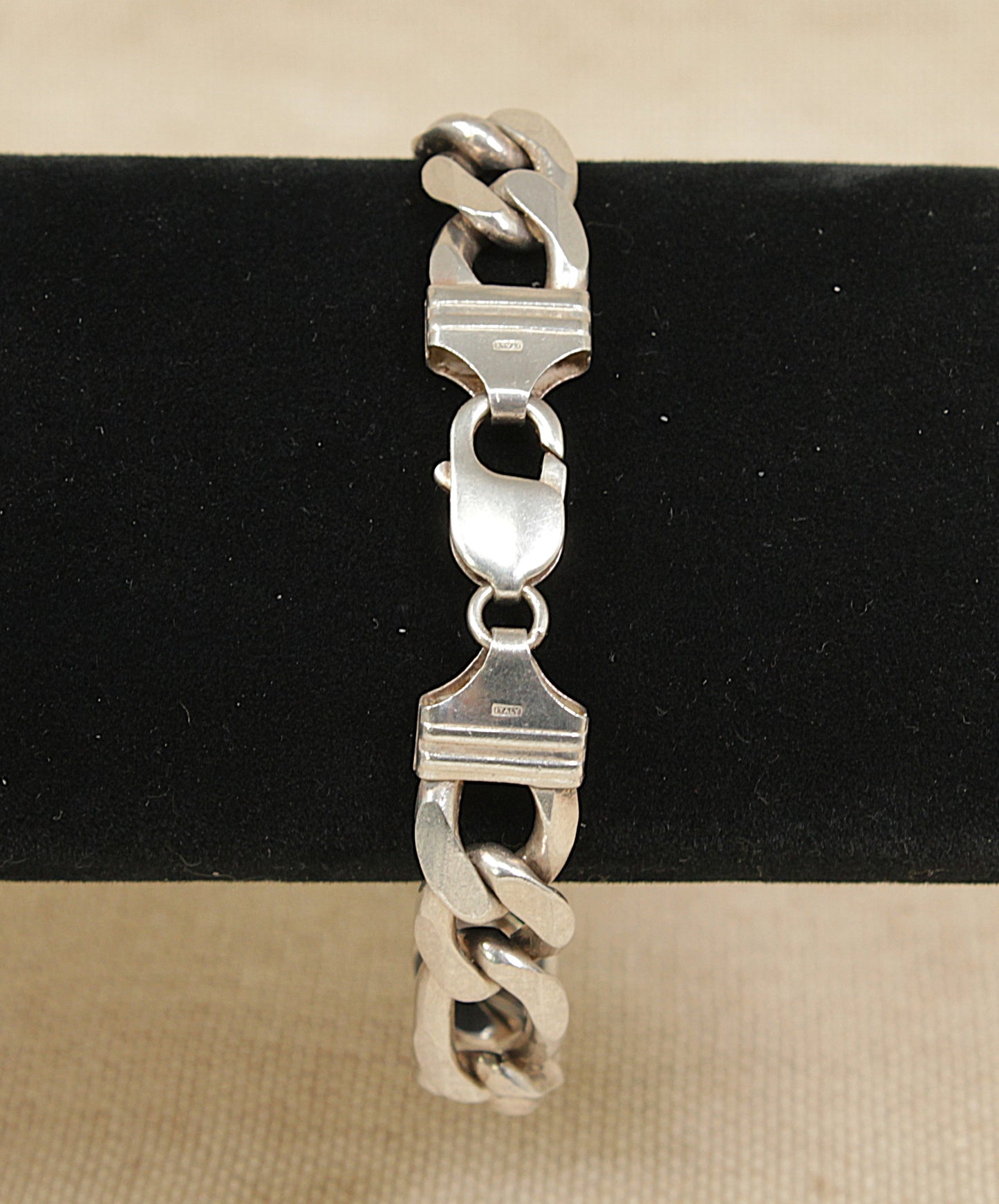 Silver Italian Heavy Figaro Link Bracelet