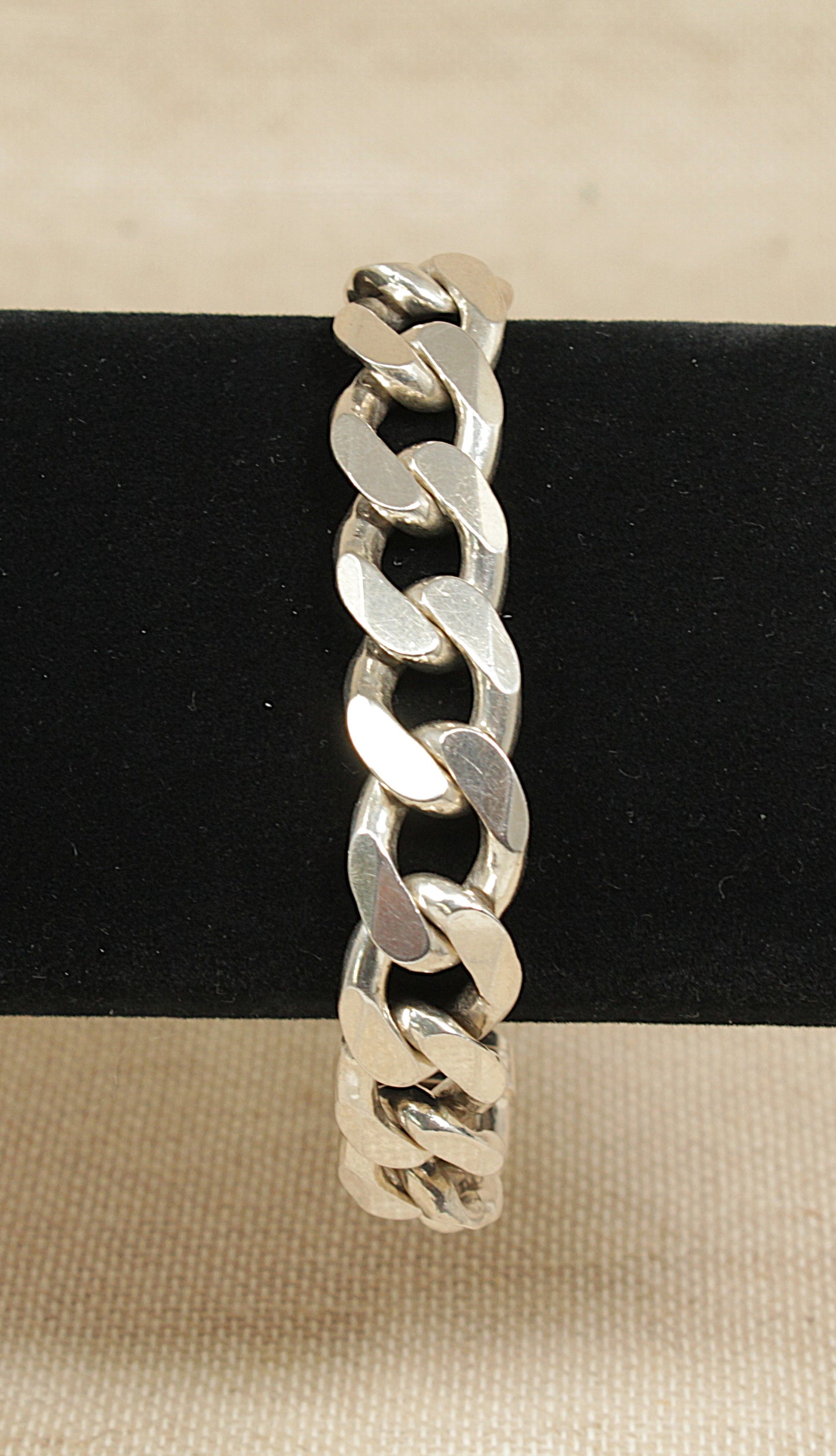 Silver Heavy Curb Link Bracelet - 8"