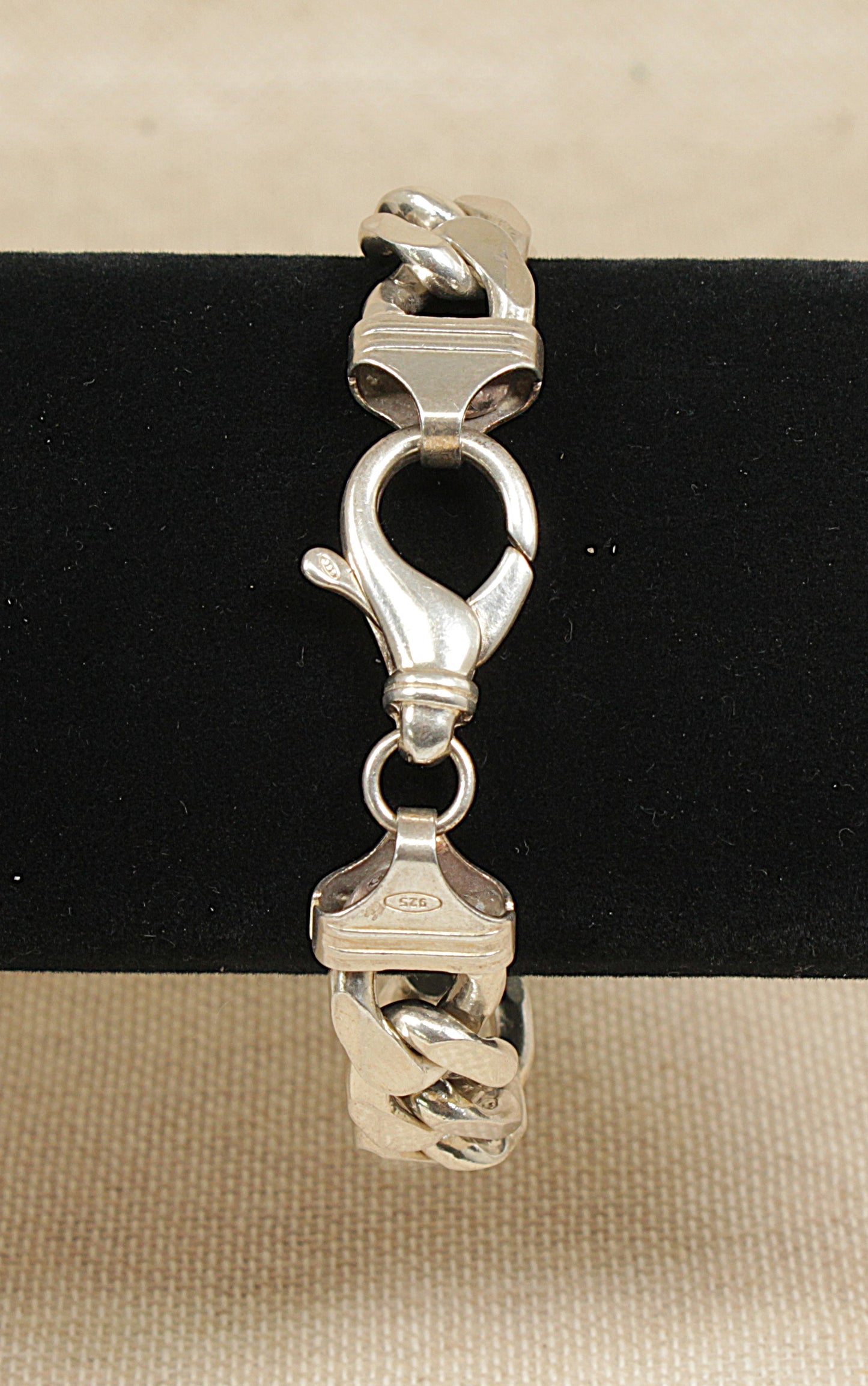 Silver Heavy Curb Link Bracelet - 8"