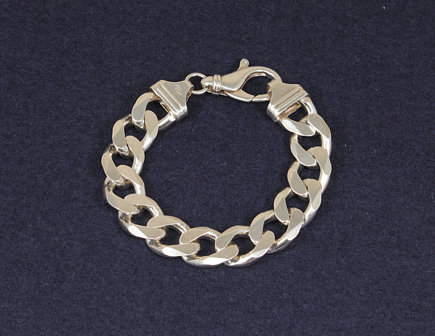Silver Heavy Curb Link Bracelet - 8"