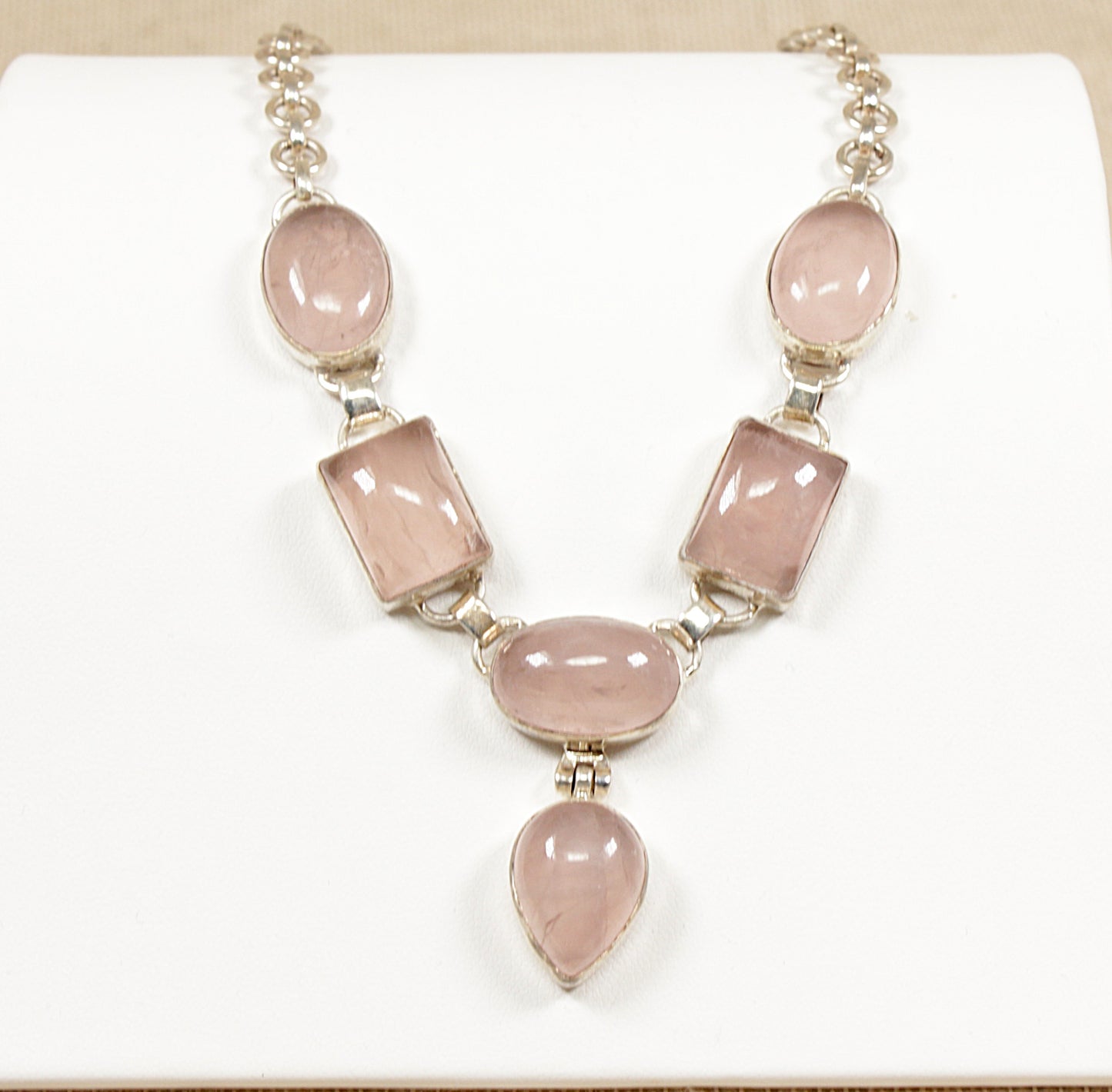 Silver Rose Quartz Necklet Necklace