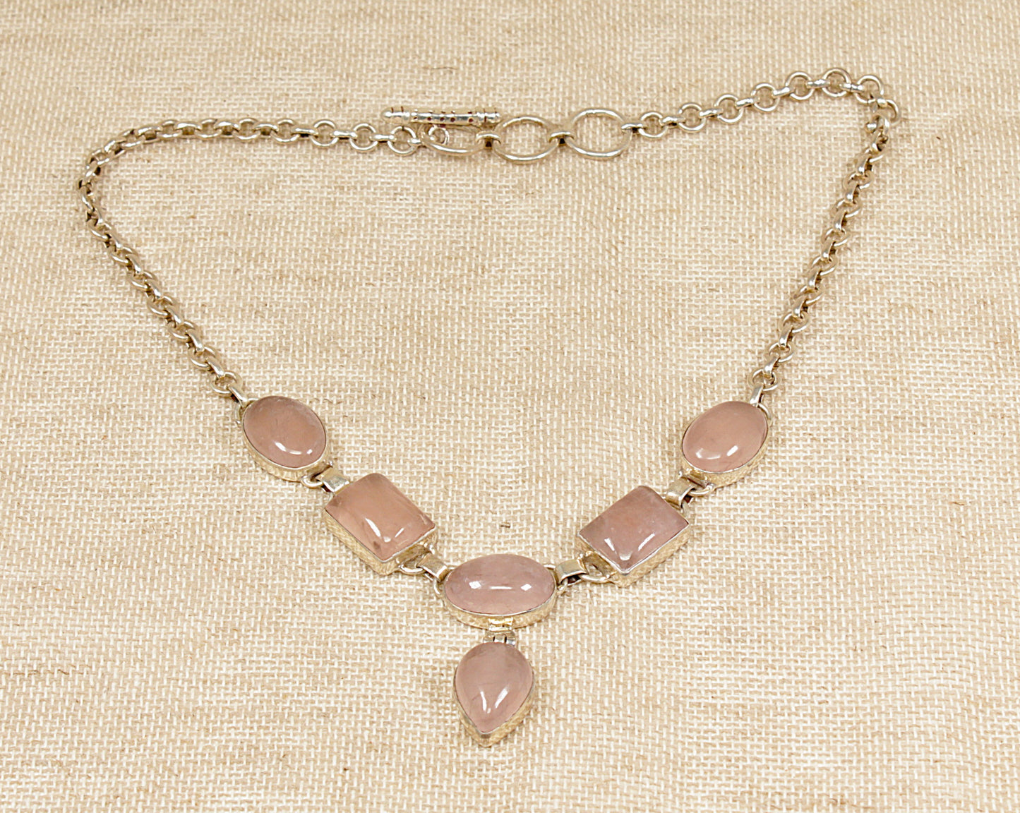 Silver Rose Quartz Necklet Necklace
