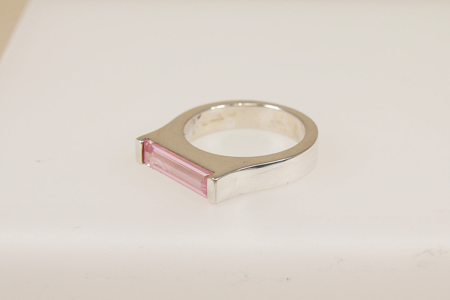 Silver Pink Crystal Ring