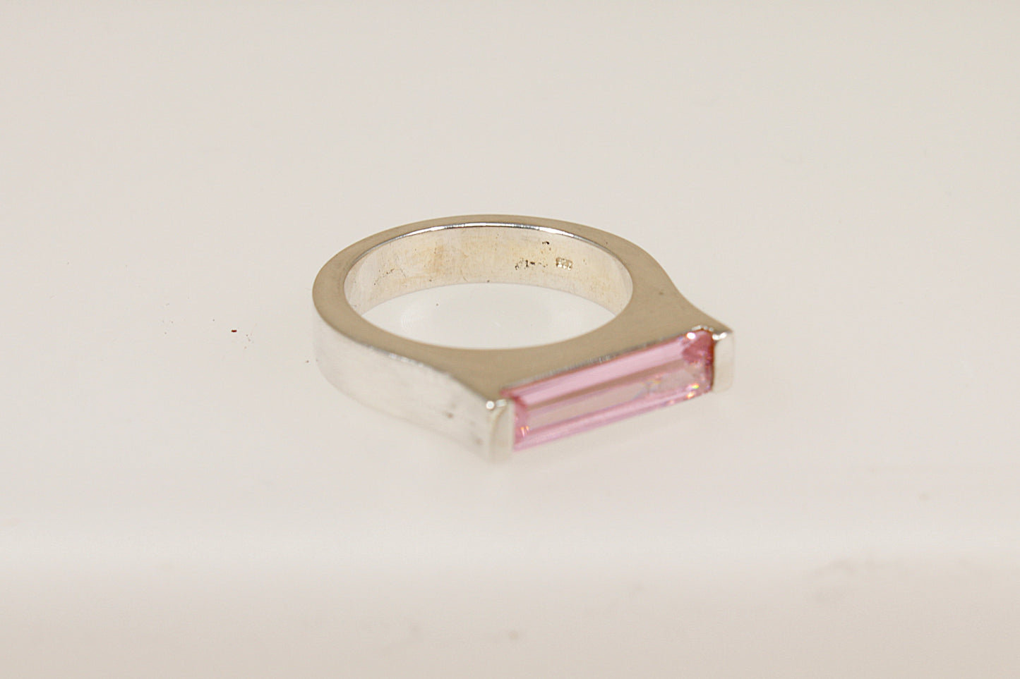 Silver Pink Crystal Ring