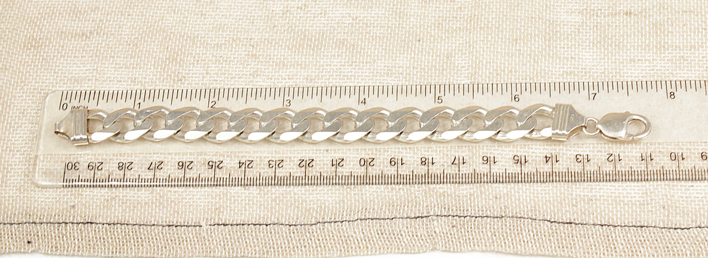 Silver Flat Curb Link Bracelet