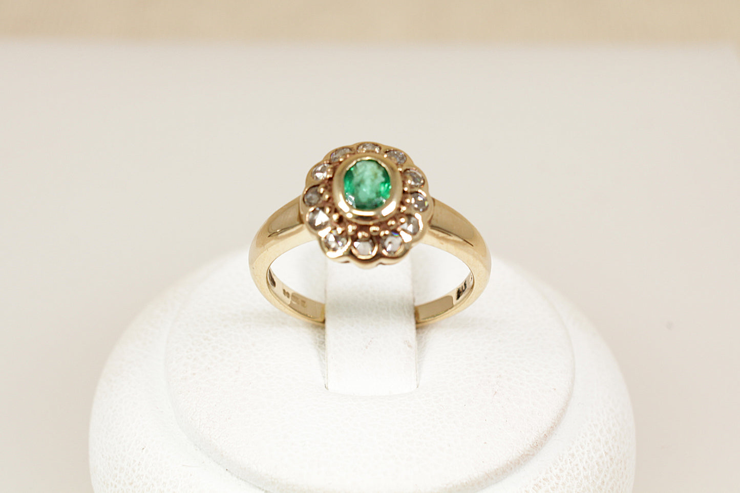 Emerald and Diamond Cluster Ring